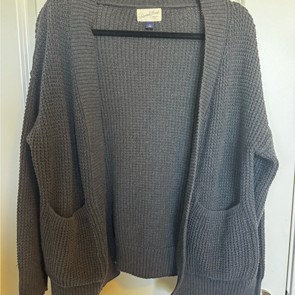 Universal Thread Charcoal Gray Open-Front Knit Cardigan